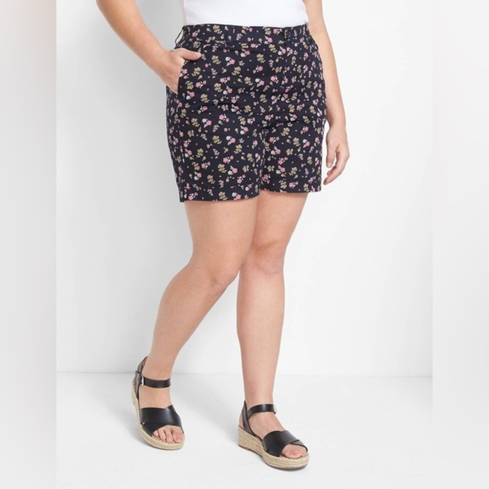 Lane Bryant Signature Fit Chino Floral Midi Short 28W